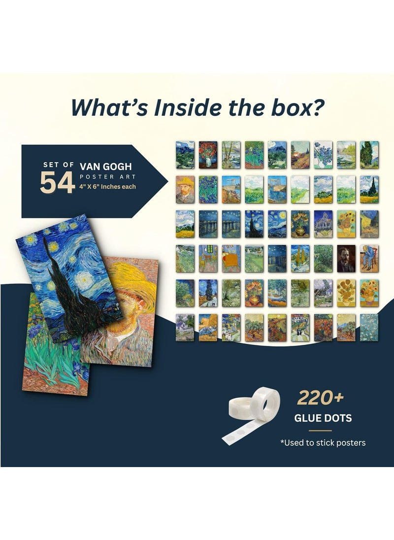 ARTCREST ARTCREST Vincent Van Gogh Brushes of Brilliance Wall Collage Kit Set of 54 Small Posters Aesthetic Wall Dcor for Bedroom Home Office or Dorm Room  - Image 4