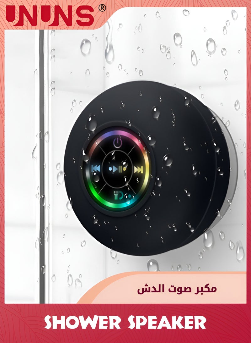 UNUNS Bluetooth Shower Speaker,Waterproof Wireless Handsfree Portable Speakerphone With Suction Cup,Control Buttons And Dedicated Suction Cup For Bathroom Bathtub Travel  - Image 1