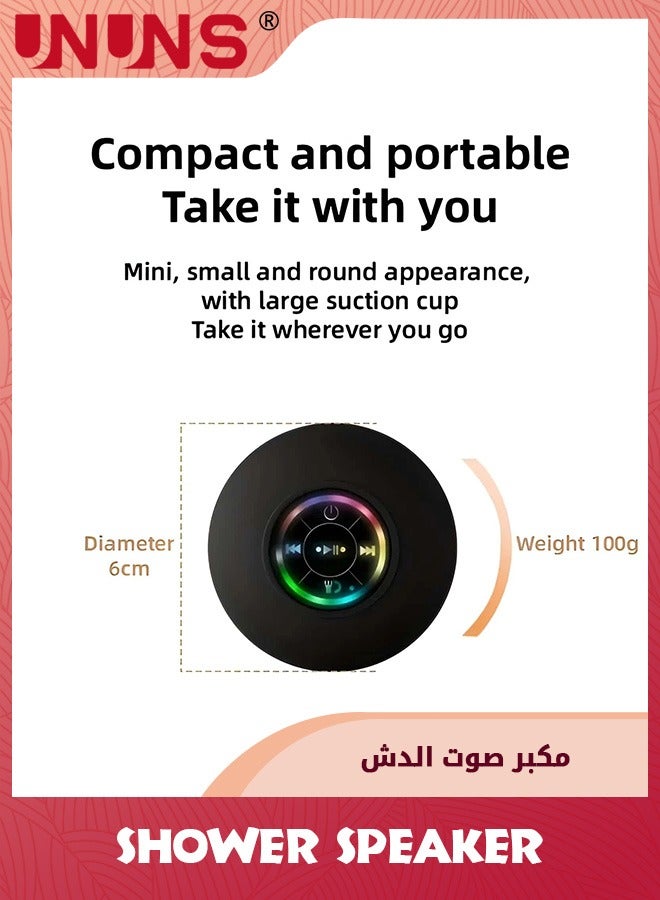 UNUNS Bluetooth Shower Speaker,Waterproof Wireless Handsfree Portable Speakerphone With Suction Cup,Control Buttons And Dedicated Suction Cup For Bathroom Bathtub Travel  - Image 4