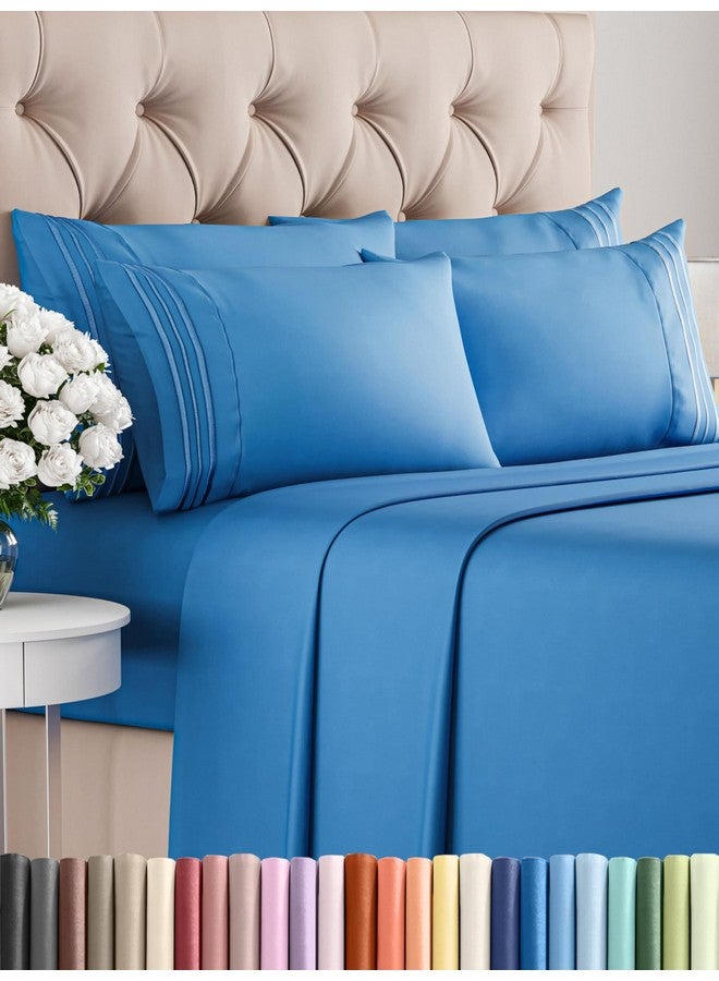 CGK Unlimited King 6 Piece Sheet Set - Comfy, Breathable & Cooling - Hotel Luxury Bedding for Women, Men, Kids & Teens - 1 Flat & 1 Fitted Sheet & 4 Pillowcases w/ Deep Pockets - Soft and Wrinkle Free - Royal Blue - Image 1