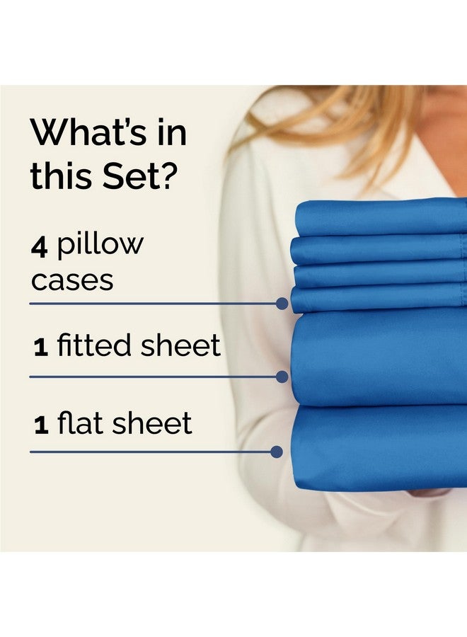 CGK Unlimited King 6 Piece Sheet Set - Comfy, Breathable & Cooling - Hotel Luxury Bedding for Women, Men, Kids & Teens - 1 Flat & 1 Fitted Sheet & 4 Pillowcases w/ Deep Pockets - Soft and Wrinkle Free - Royal Blue - Image 2
