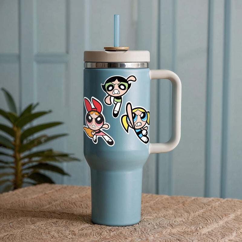 Elektroplate Officially Licensed Powerpuff Girls Action Trio Dynamic Decals | Premium Auto-Grade All Weather Vinyl Sticker for Car, Water Bottle, Laptop, Cooler, Phone | Made in The USA | Set of 3 - Image 3