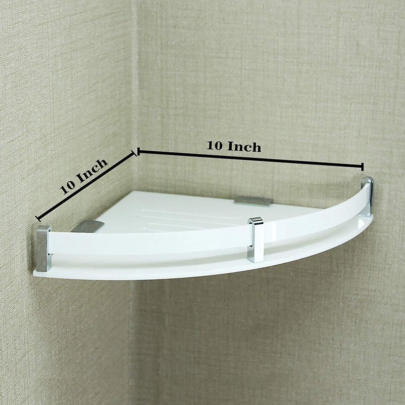 MOXWARE Stylish Acrylic Corner Bathroom Shelves | Wall Mounted Bathroom Corner Shelf | Corner Rack 10x10 Inches | Corner Rack for Bedroom, Kitchen, Bathroom Corner | Pack of 3 - Image 2