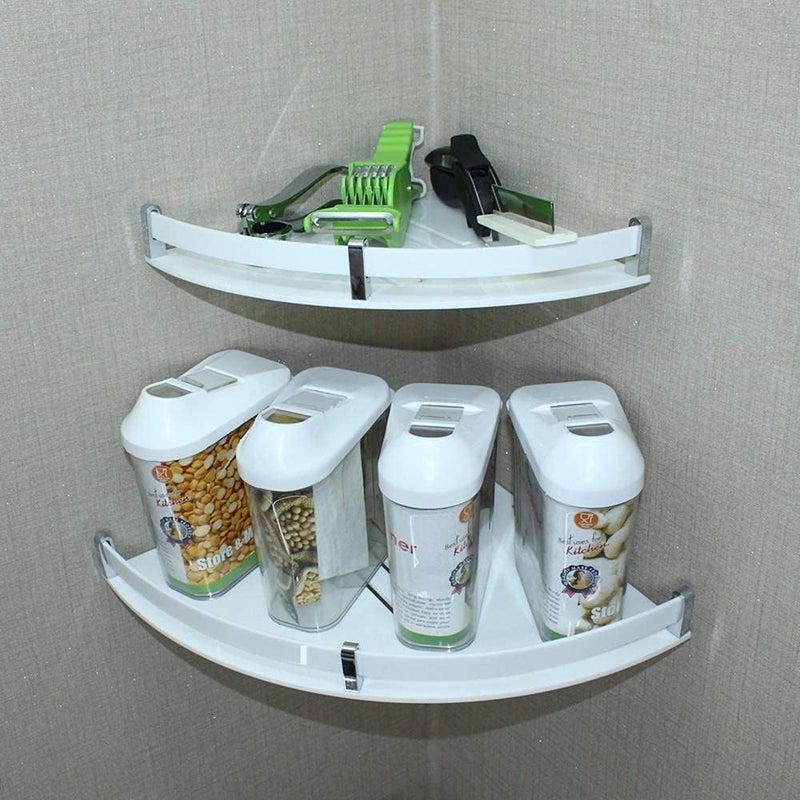 MOXWARE Stylish Acrylic Corner Bathroom Shelves | Wall Mounted Bathroom Corner Shelf | Corner Rack 10x10 Inches | Corner Rack for Bedroom, Kitchen, Bathroom Corner | Pack of 3 - Image 4