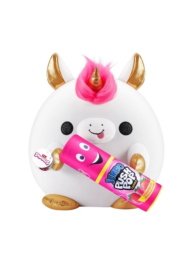 ZURU Snackles Unicorn Holding Jumbo Push Pop Candy Plush Toy (35 cm) - Image 1