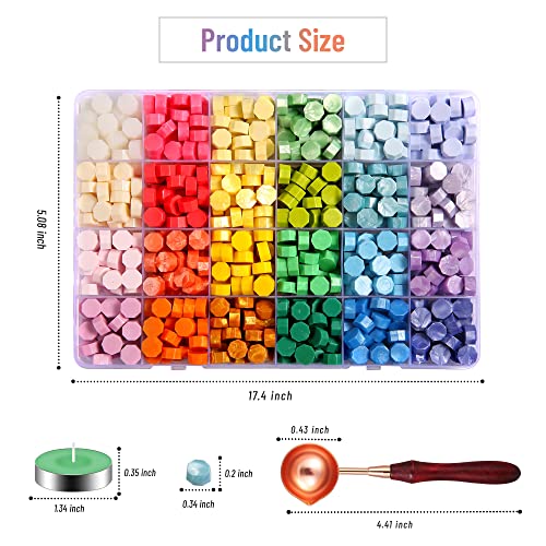 Comealltime 630Pcs Sealing Wax Beads, Spring Garden Theme Wax Seal Stamp Kit with 1Pcs Melting Spoon, 10Pcs Tea Light Candles with Gift Box(Spring Garden) - Image 4