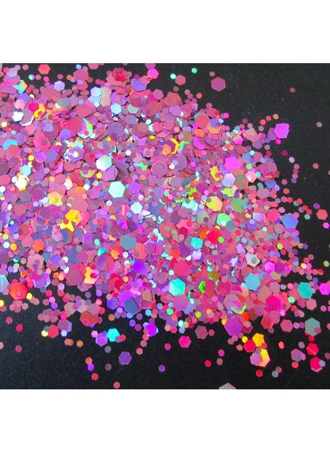 LifexTol - 12 Colors Hexagon Chunky Glitter Crafts Sequins Holographic Gold Silver Black Mylar Pink Sparkles Nail Art Flakes For Resinmakeupnail Tips (Hexagonb) - Image 1