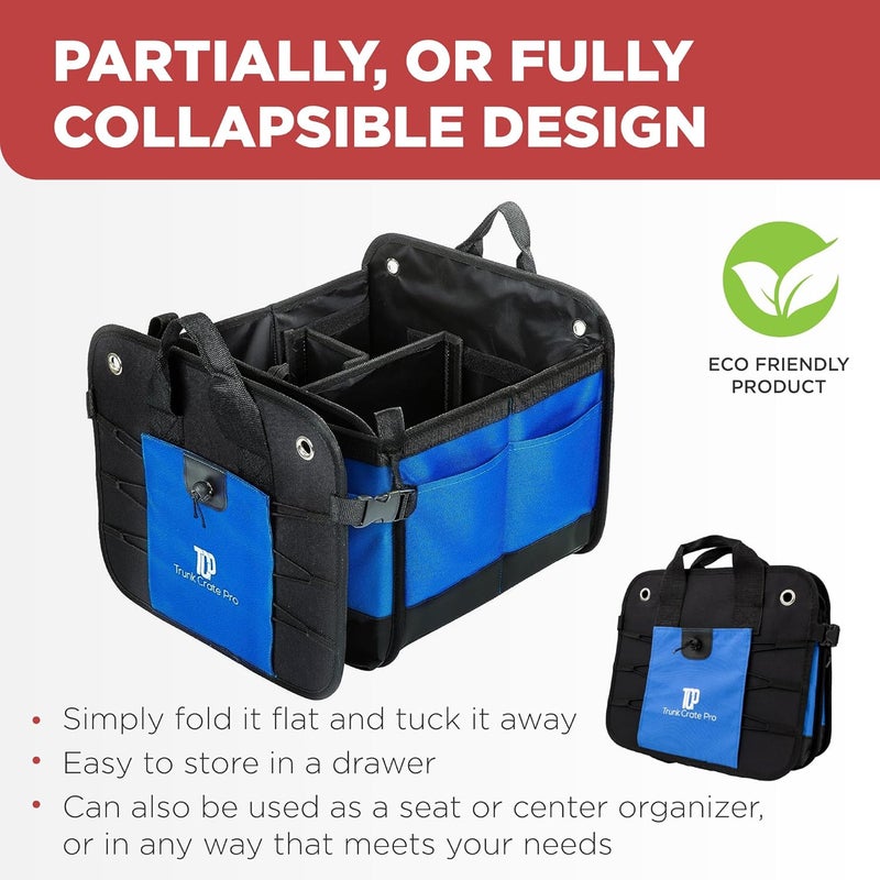 TrunkCratePro Collapsible Portable Multi Compartments Heavy Duty Non-Slip Cargo Trunk Organizer Storage - Image 5