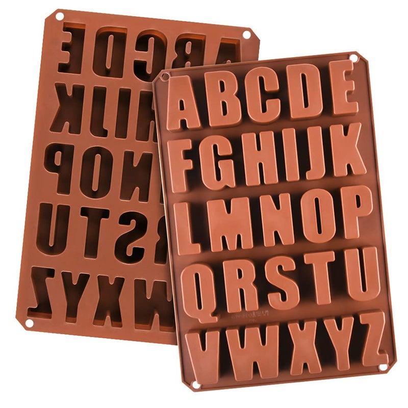 2pcs Large Letter Molds Silicone Alphabet Mold for Crayon Cake Baking Decor 2