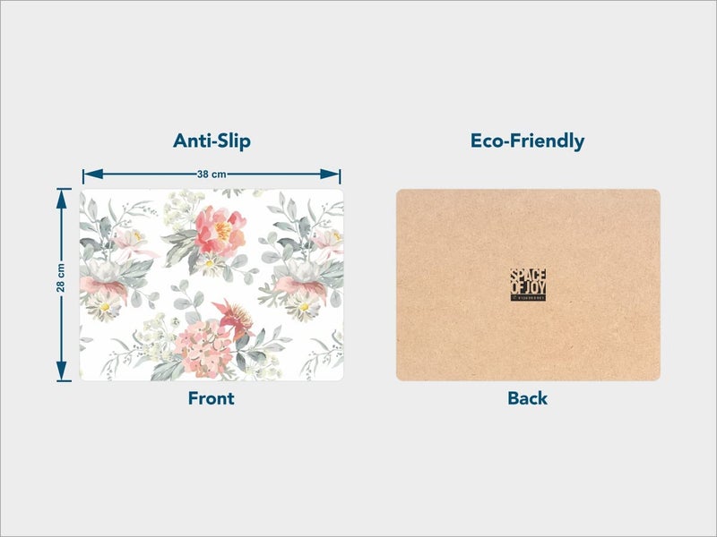 Space Of Joy Space of Joy Vibrant Florals Design Premium Printed MDF Wooden Dining Table mats HeatWater Resistant Rectangle Shape Placemats for Dining Kitchen Indoor Outdoor Set of 6 Pieces - Image 5