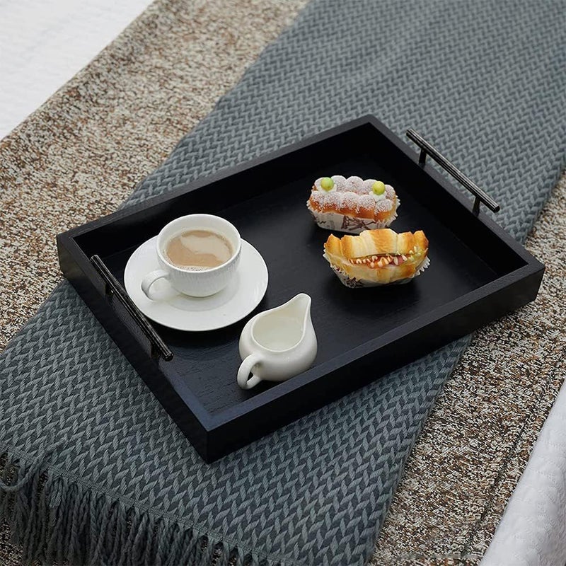 DDS Dream Decor Shoppee Handmade Serving Tray for Tea Coffee & Breakfast (Black) - Image 4