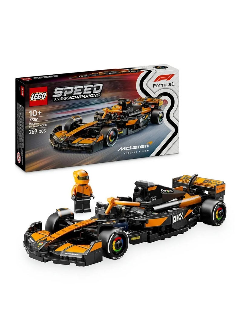 LEGO Speed Champions McLaren F1 Team MCL38 Race Car, Vehicle Set and Driving Kit 77251 - 269 Pieces - Image 1