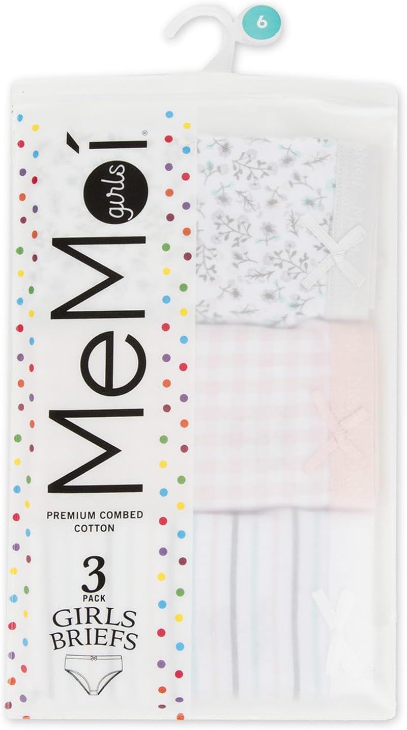 MeMoi Girl’s Printed Cotton Briefs 3 Pack 12 / Stripe-Polka Dot- Heart - Image 4