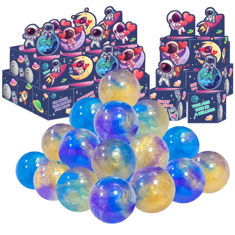 Holydeck 24 Pack Valentines Day Gifts for Kids Galaxy Slime with Greeting Card Box Stress Relief Slime Toy for Kids Girls Boys Valentines Party Favors Valentines Day Classroom Exchange Prizes Gift Set - Image 2