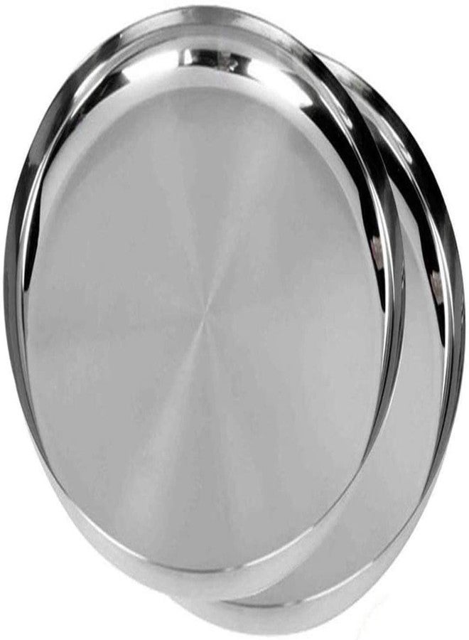 A & Y Traders Stainless Steel Round Plates Dish Set for Dinner Plate Camping Outdoor Plate BPA Free, Steel Dinner Plates, Camping Outdoor Plate, Plate, Indian Dinner Plates Pack of 4 (12 Inch) - Image 2