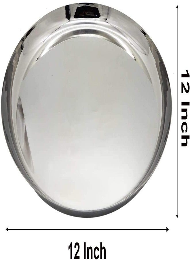 A & Y Traders Stainless Steel Round Plates Dish Set for Dinner Plate Camping Outdoor Plate BPA Free, Steel Dinner Plates, Camping Outdoor Plate, Plate, Indian Dinner Plates Pack of 4 (12 Inch) - Image 3