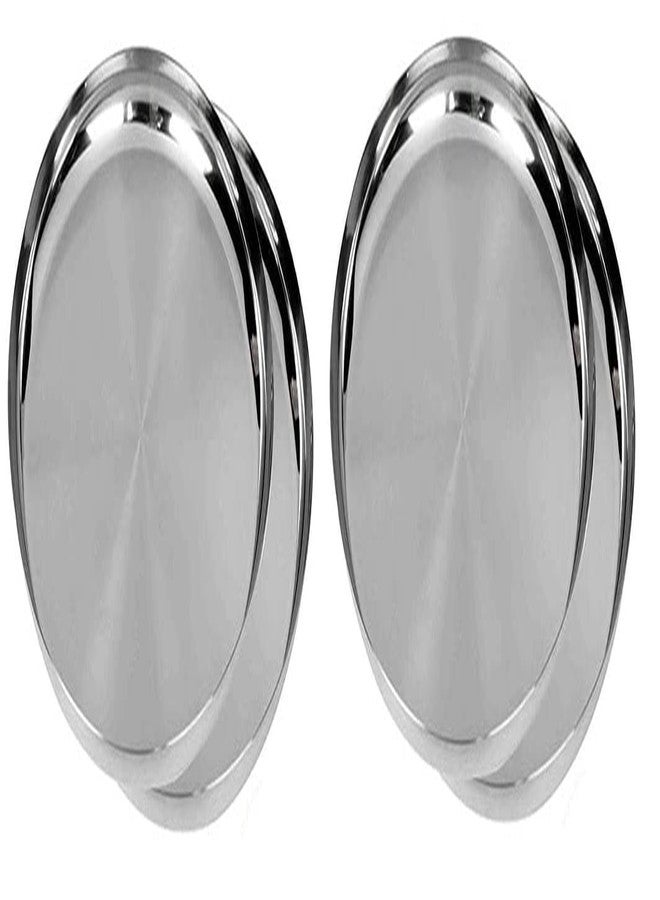 A & Y Traders Stainless Steel Round Plates Dish Set for Dinner Plate Camping Outdoor Plate BPA Free, Steel Dinner Plates, Camping Outdoor Plate, Plate, Indian Dinner Plates Pack of 4 (12 Inch) - Image 1