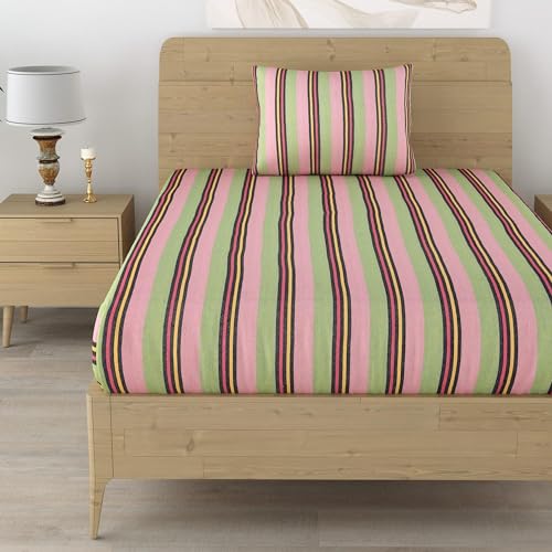 Värde Handloom Single Bedsheet with Pillow Cover 1|Handmade Cotton Bedsheets for Double Bed|Bedsheet Size-220X150 Cm with Coarse Pillow Cover 68X43 Cm-Support Local Artisans,210 tc,Multicolor - Image 3