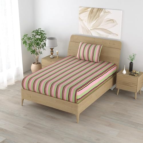 Värde Handloom Single Bedsheet with Pillow Cover 1|Handmade Cotton Bedsheets for Double Bed|Bedsheet Size-220X150 Cm with Coarse Pillow Cover 68X43 Cm-Support Local Artisans,210 tc,Multicolor - Image 4