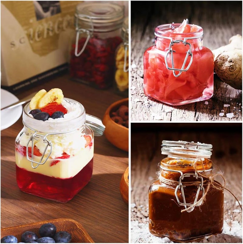 SPANLA Spice Jars, 24 Pack 4oz Small Glass Jars with Airtight Hinged Lid, With 24 Spice Labels & Silicone Funnels, Airtight Glass Jars for Spices, Condiments Herb Seasoning Art Craft Storage - Image 5