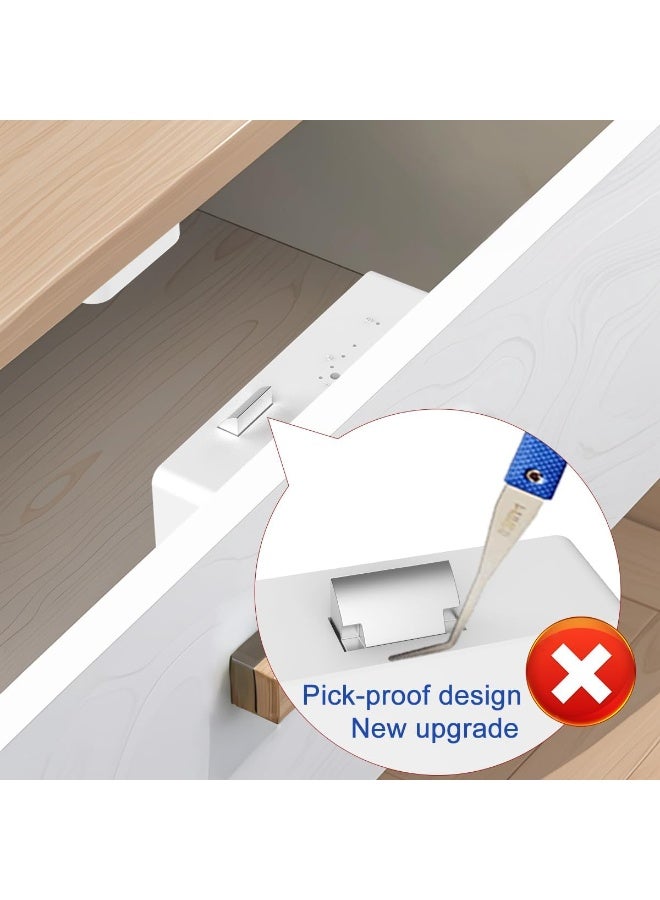 eLinkSmart Hidden Drawer Lock with RFID Card NFC for Child Safety Cupboard Door Kitchen Pantry Furniture Support Phone or Watch App No Drilling Required White - Image 3
