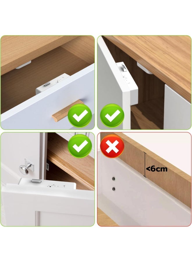 eLinkSmart Hidden Drawer Lock with RFID Card NFC for Child Safety Cupboard Door Kitchen Pantry Furniture Support Phone or Watch App No Drilling Required White - Image 4