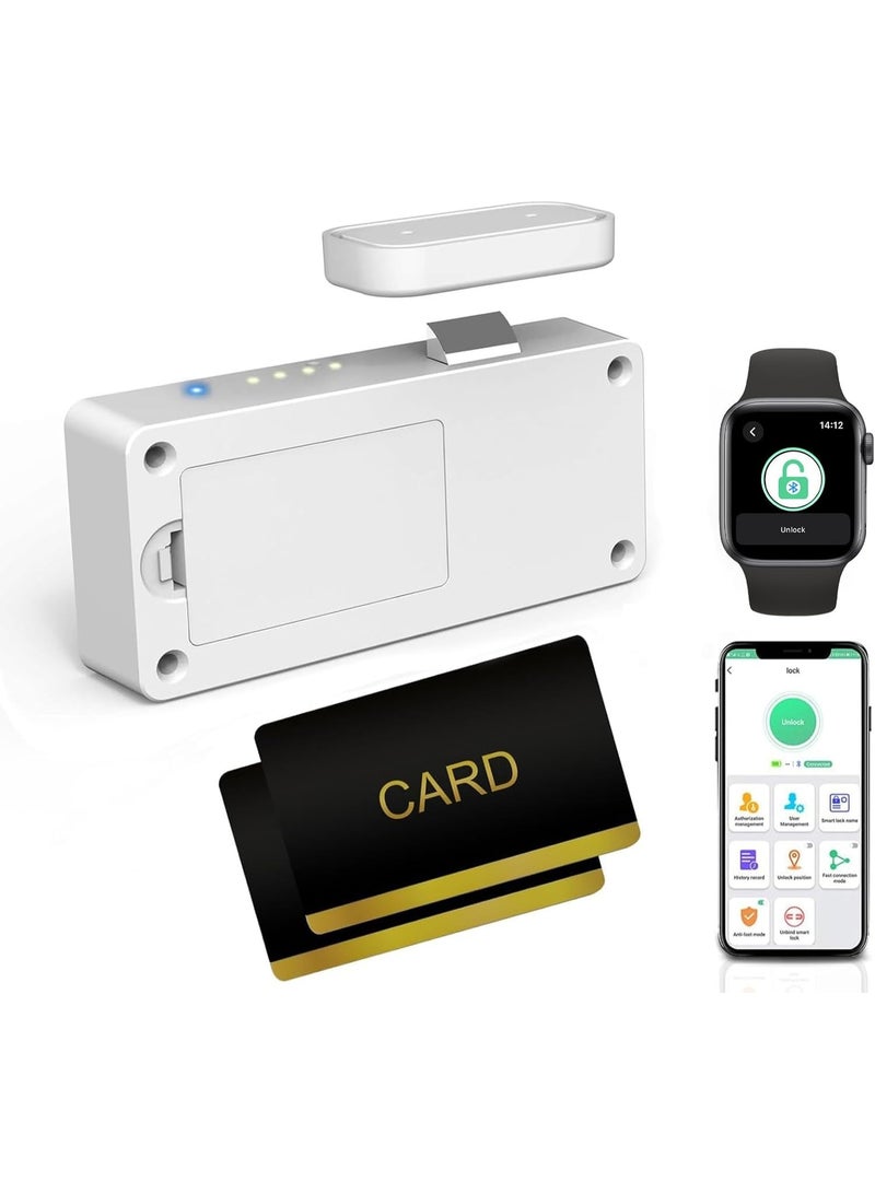 eLinkSmart Hidden Drawer Lock with RFID Card NFC for Child Safety Cupboard Door Kitchen Pantry Furniture Support Phone or Watch App No Drilling Required White - Image 2