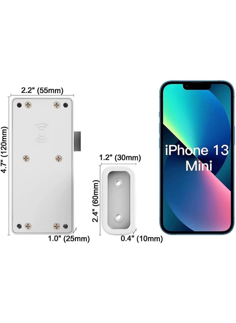 eLinkSmart Hidden Drawer Lock with RFID Card NFC for Child Safety Cupboard Door Kitchen Pantry Furniture Support Phone or Watch App No Drilling Required White - Image 1