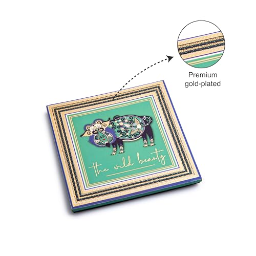 GIBOX Tea & Wine Table Coaster for Home & Kitchen Dining Table Gold Plated Enamel Glossy Finish Green Wooden (Set of 4) Office, Bar Table with Absorbent & Anti Slip Hot & Cold Drinks - Image 2