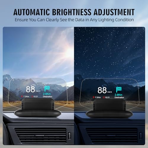MAIMEIMI OBD2 Heads Up Display Turn Indication for 12V Car MAIMEIMI OBD2 & GPS Dual System Digital Speedometer for Car HUD MPH Projector with RPM, Water TEM, PSI, Volt, Odo, 4 Alarm for Most 2008+ Sedan Cars - Image 4