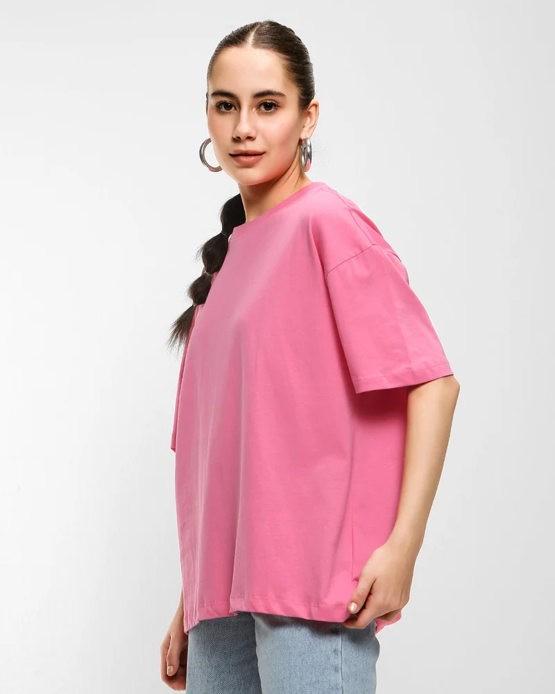 بيواكوف تيشيرت نسائي وردي فقاعي كبير الحجم