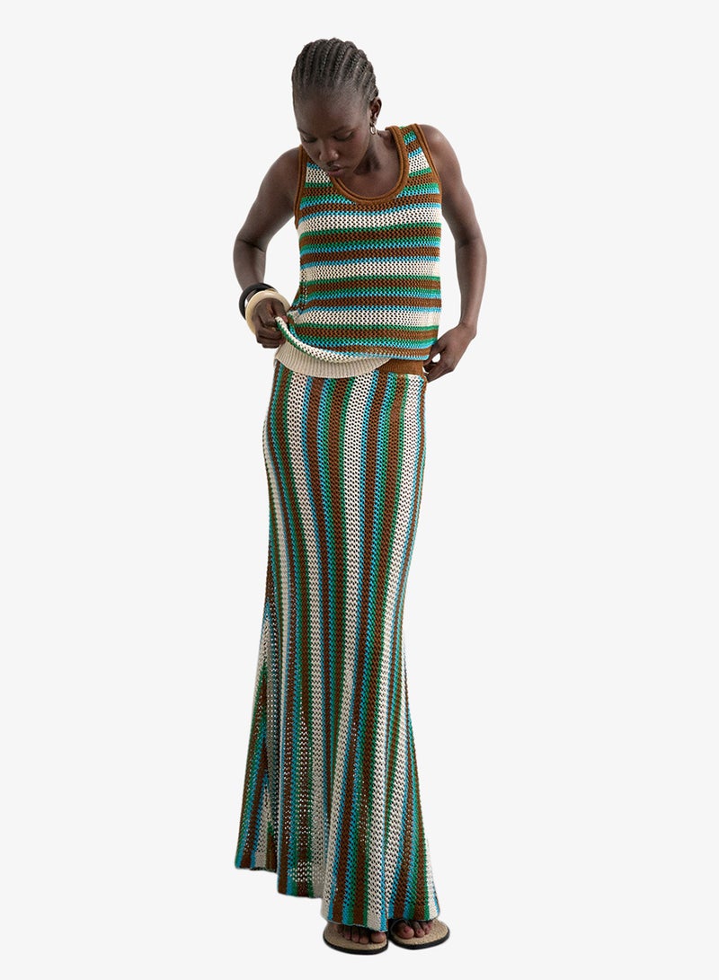 TOPSHOP Casual Short Sleeve Multi-Striped Knit Vest - Image 1
