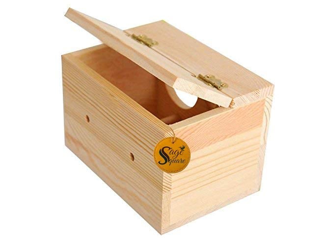 Sage Square صندوق تربية طبيعي للطيور متوسطة الحجم (الببغاوات، الكوكاتيل، إلخ) مع عارضة متصلة - Image 5