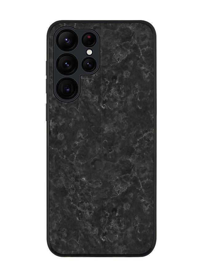 Stylizedd Rugged Black edge case for Samsung Galaxy S22 Ultra 5G Slim fit Soft Case Flexible Rubber Edges Anti Drop TPU Gel Thin Cover - Marble Texture Black  - Image 1