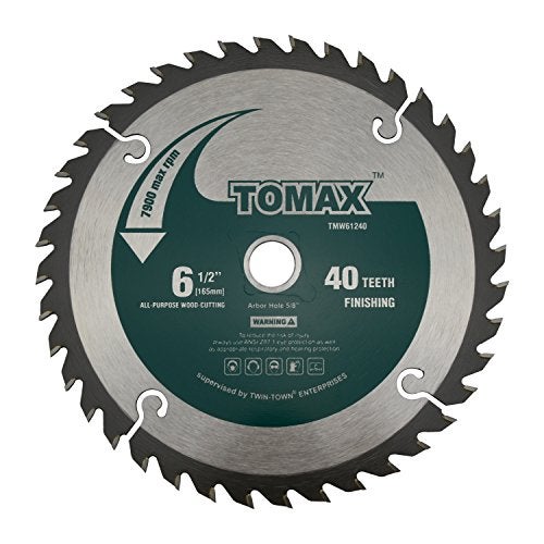 TOMAX 6-1/2-Inch 40 Tooth ATB Finishing Saw Blade with 5/8-Inch DMK Arbor - Image 1