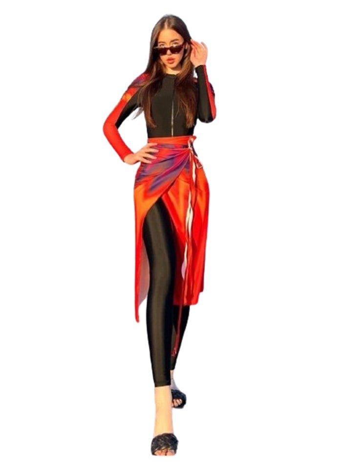 Generic Women's swimsuit - Black W Orange  - Image 1