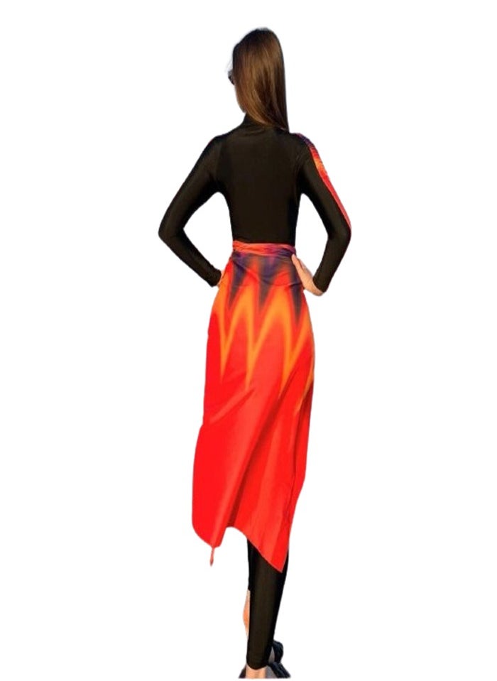 Generic Women's swimsuit - Black W Orange  - Image 3