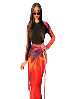 Generic Women's swimsuit - Black W Orange  - Image 2