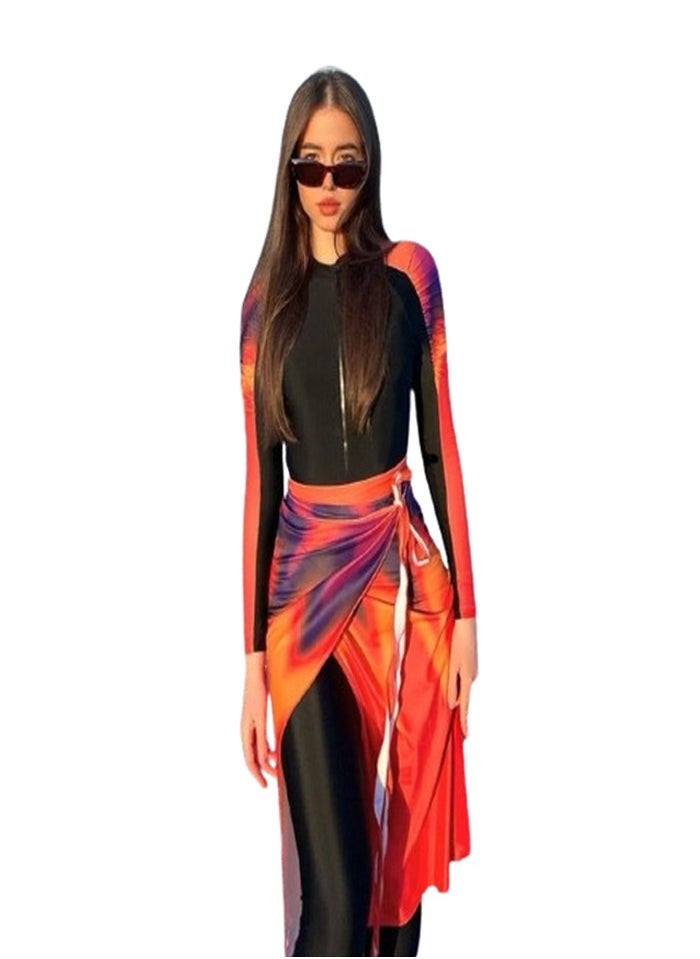 Generic Women's swimsuit - Black W Orange  - Image 4