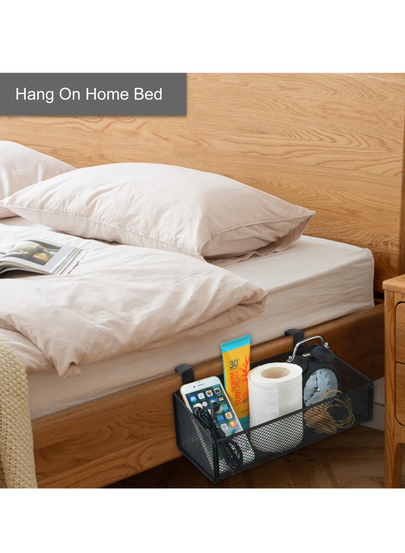 SYOSI Bedside Caddy Hanging Storage Basket ,Beside Shelf Metal Organizer for Collage Dorm Bunk Bed,Hospital Bed,Baby Bed Bedroom ,for Magazine,Remote Control,Phone,Drinks (Black) - Image 2