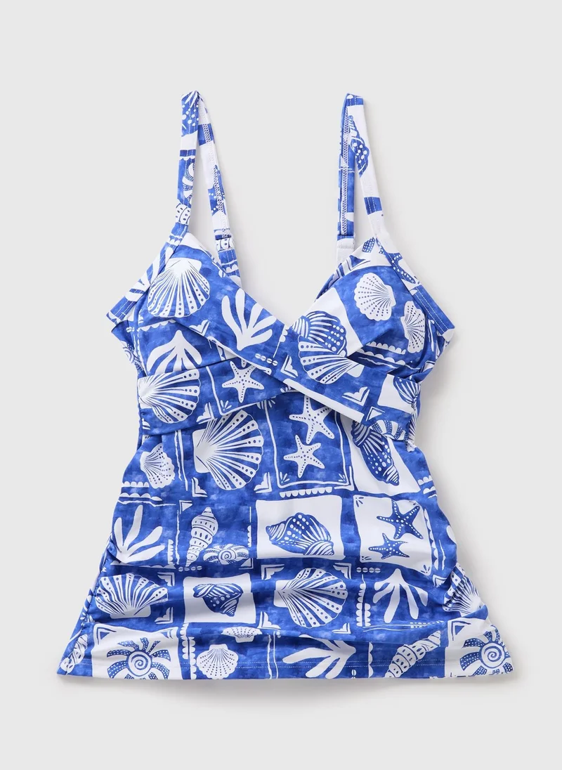 Matalan Blue Shapewear Beach Print Tankini
