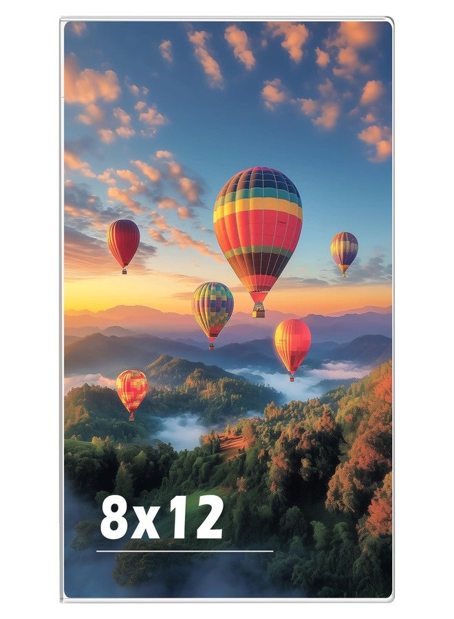 Wbtran 8 x 12 Acrylic Picture Frame, Horizontal/Vertical Clear Photo Frame for Wall with Tape, No Drilling Floating Hanging Frameless Picture Frame, Wall Mount Sign Holder 8x12 for Home, School, Office - Image 1