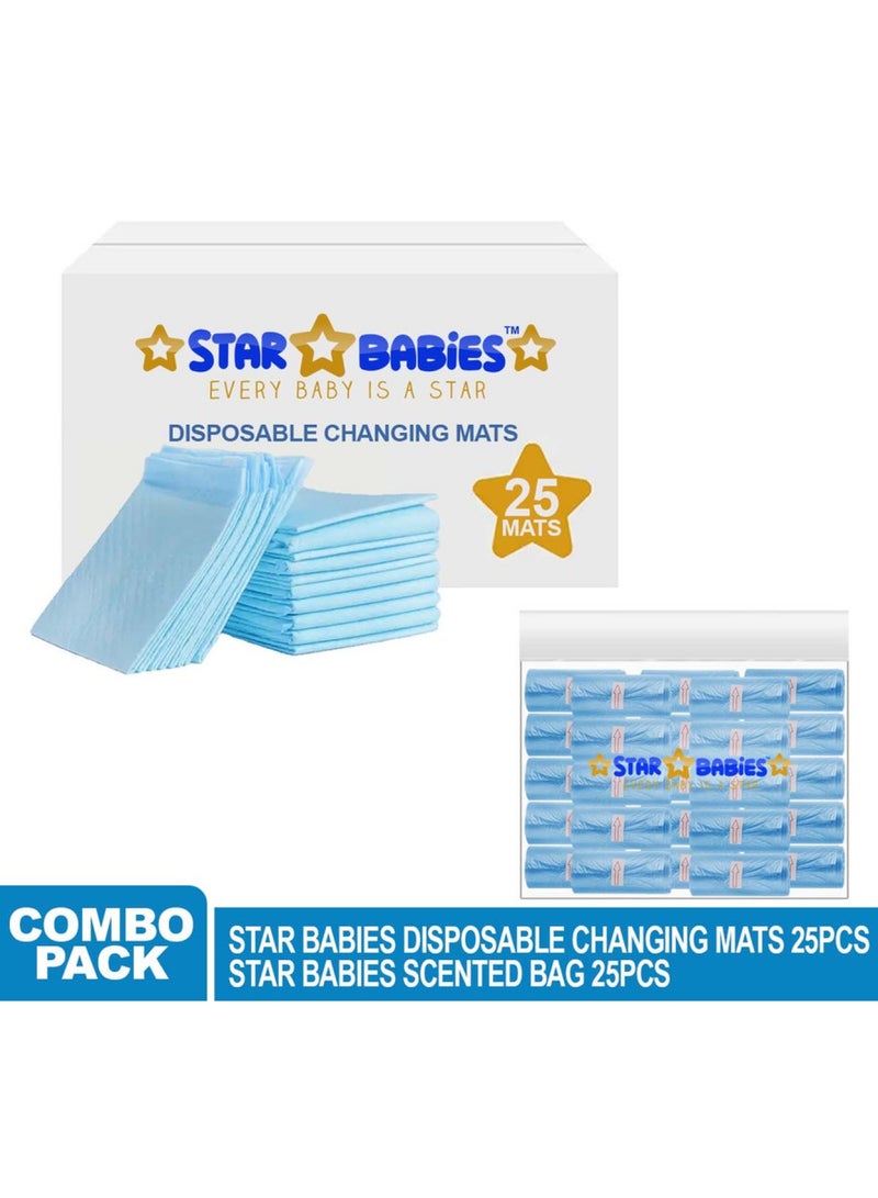 STAR BABiES Disposable Chaging Mat Pack Of 25 Scented Bag Pack Of 25 - Blue  - Image 2