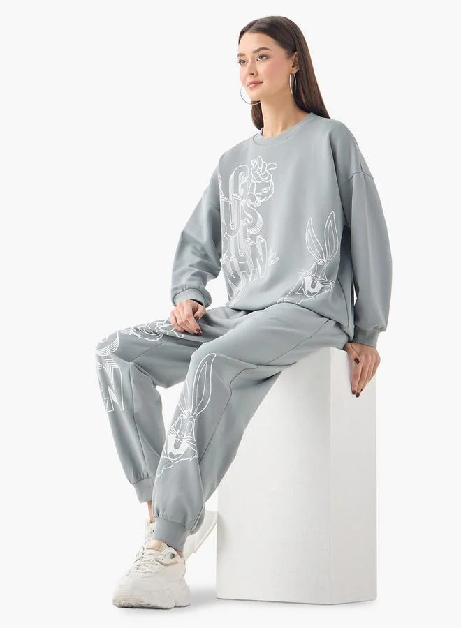 SP Characters Bugs Bunny Print Sweatshirt with Long Sleeves