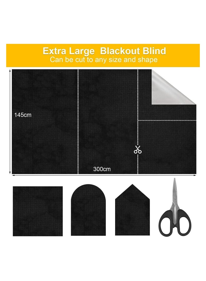 Blackout Blind Portable Blackout Shade with Adhesive Tapes Cut to Size Blinds Stick On Window No Drill Blinds Curtains for Bedroom Nursery Loft Travel RV Car 150x300CM - Image 5