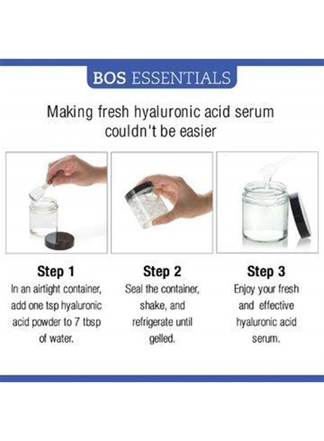 BOS ESSENTIALS Pure Hyaluronic Acid Serum Powder | 100% NATURAL | High Molecular Weight | Locks in moisture and creates full, youthful skin - Makes 50+ ounces of anti aging Hyaluronic Acid serum! - Image 4