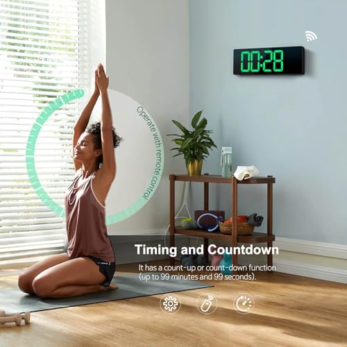 Hournor Digital Wall Clock 16", Wall Clocks with 11 RGB Colors, Alarm Clock with Night Lights, Large Digital Clock for Living Room Bedroom Office Classroom Decor, Auto DST, Temperature, Remote Control - Image 5