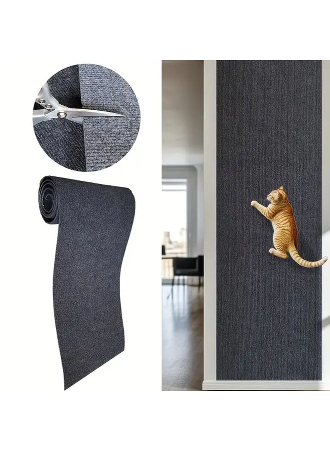 Dark Gray Self Adhesive Cat Scratching Post Climbing Pad Non Slip Indoor Pet Board - Image 1