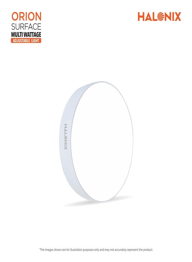 Halonix مصباح سقف هالونيكس متعدد القدرات 3 في 1 مصنوع من البولي كربونات | 10 واط، 5 واط، 0.5 واط | مصباح LED دائري مثبت على السطح | عبوة من قطعة واحدة - Image 3