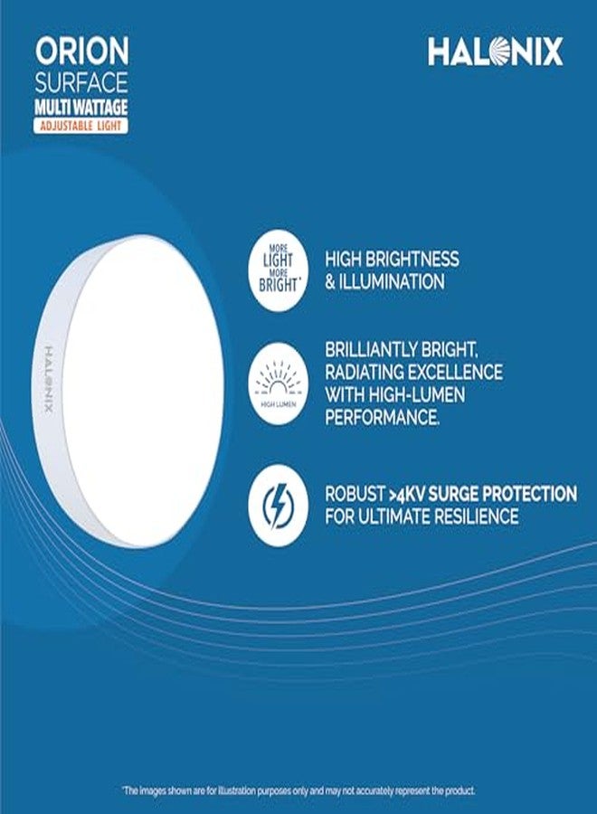 Halonix مصباح سقف هالونيكس متعدد القدرات 3 في 1 مصنوع من البولي كربونات | 10 واط، 5 واط، 0.5 واط | مصباح LED دائري مثبت على السطح | عبوة من قطعة واحدة - Image 4